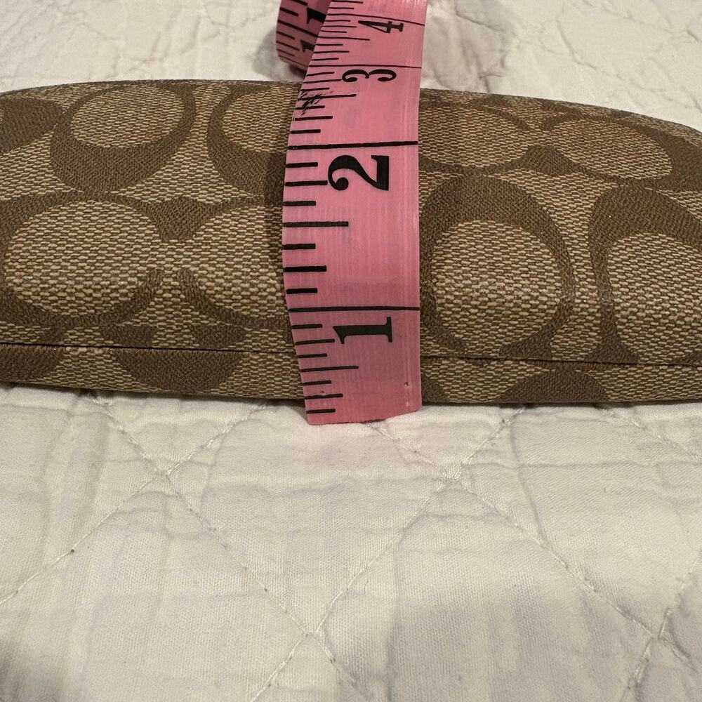 COACH Signature Monogram Eyeglass Case Brown/Tan Sz OS Clamshell Sophisticated - Picture 6 of 6